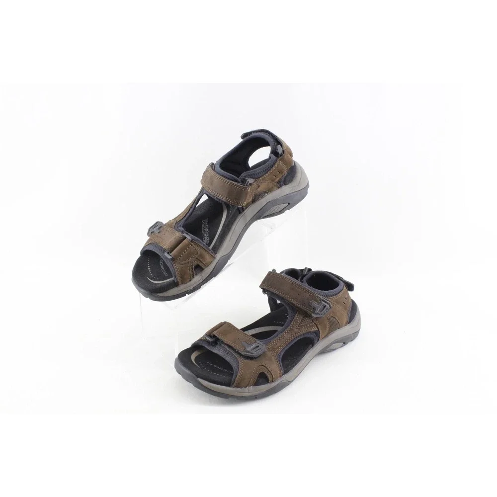 Abeo Sandals Mens 8 Brown Leather Davenport Adjustable‎ Sport Comfort Open Toe